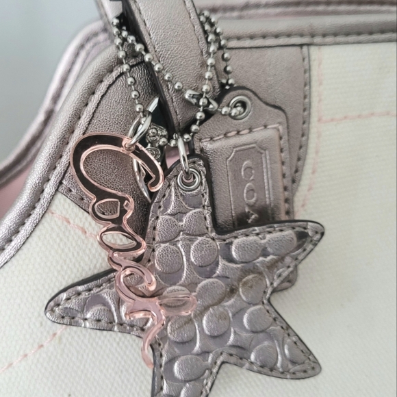 Coach Cream And Coral Shell Tote - Picture 3 of 16